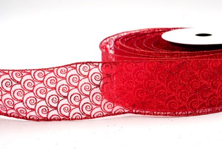 Red/Sheer_Sparkly Swirl Wired Ribbon_KF8087GR-7