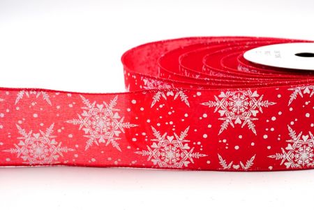Красная лента с проволокой и рождественскими снежинками_KF8091GC-7-7