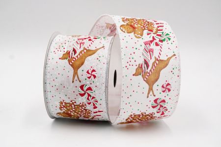 White_Gingerbread, Reindeer and Candy Cane Design Ribbon_KF8097GC-1-1