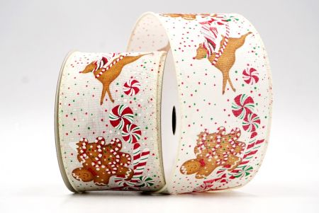 Cream_Gingerbread, Reindeer and Candy Cane Design Ribbon_KF8097GC-2-2