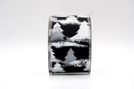 Черно-серебряная зимняя лента для рождественской елки_KF8098G-53