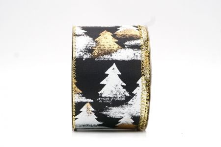 Чорно-золота зимова стрічка для різдвяної ялинки_KF8099G-53