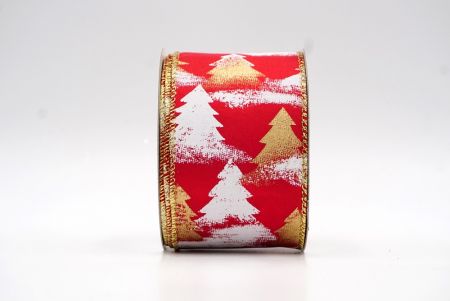 Червоно-золота зимова стрічка для різдвяної ялинки_KF8099G-7
