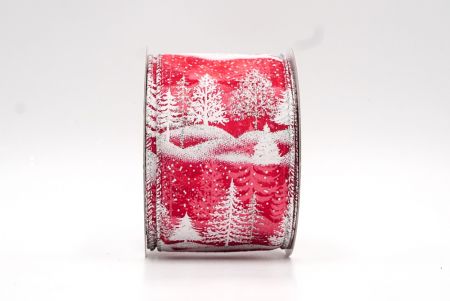 Red/Sheer Christmas Tree Snow Ribbon_KF8100G-7