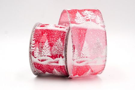 Красная/прозрачная Рождественская лента со снегом для елки_KF8100G-7