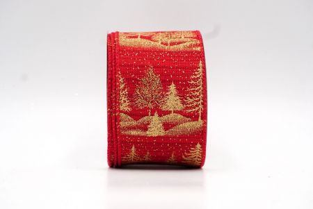 Fita de Neve Vermelha/Dourada para Árvore de Natal_KF8102GC-7-7