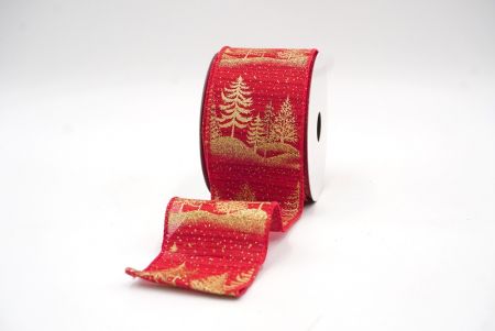 Κόκκινη/Χρυσή Χριστουγεννιάτικη Κορδέλα Χιονιού για Δέντρο_KF8102GC-7-7