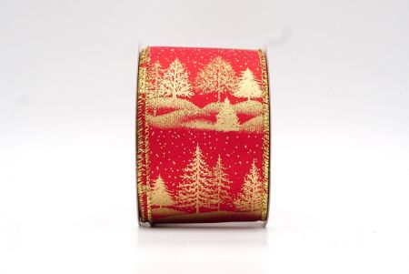 Красно-золотая Рождественская лента со снегом для елки_KF8103G-7
