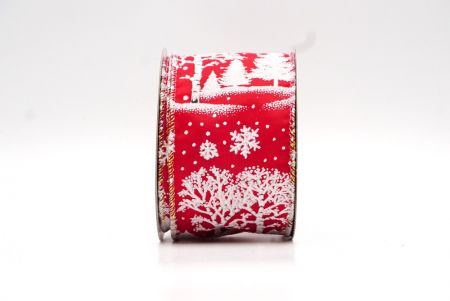 Красно-серая зимняя лента для новогодней елки_KF8104GN-7
