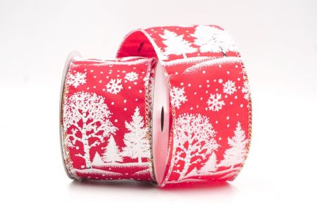 Красно-серая зимняя лента для новогодней елки_KF8104GN-7