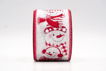 Білий_Сніговик у червоному вбранні з дротом стрічка_KF8109GC-1-7