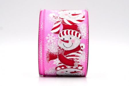 Rózsaszín hóember piros öltözékben drótkötél_KF8111GC-5-218