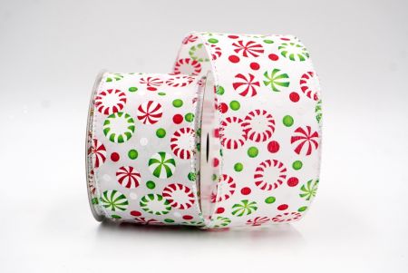Ruban filaire pour bonbons de Noël blanc/vert_KF8116GN-1