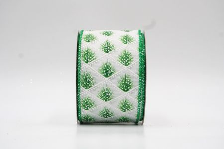 White/Green Evergreen Design Wired Ribbon_KF8123GC-1-49