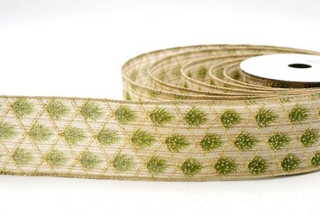Brown/Gold Evergreen Design Wired Ribbon_KF8126GC-13-183