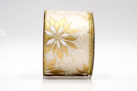 Creme-Gold Poinsettia mit Drahtband_KF8128G-2