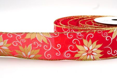 Red_Gold Poinsettia Wired Ribbon_KF8128G-7