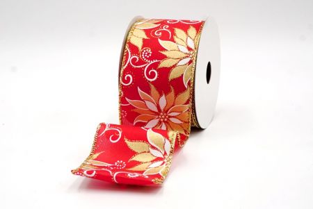 Red_Gold Poinsettia Wired Ribbon_KF8128G-7