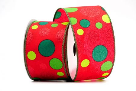 Red/Green_Polka Dots Wired Ribbon_KF8132GC-7-127