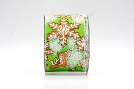 Fita com fio de Natal Gingerbread Winter Wonderland verde maçã_KF8140GC-15-1