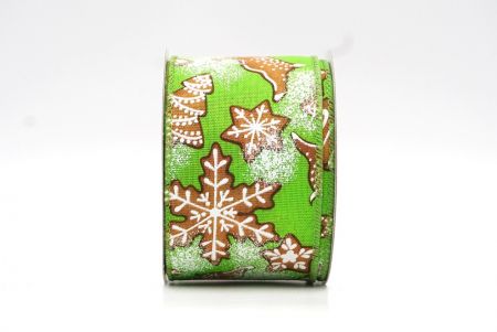 Ruban câblé de Noël en pain d'épices vert pomme/tissage uni_KF8141GC-15-42