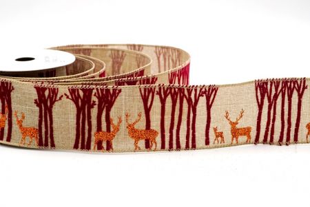 Natural_Glittered Reindeer Wired Ribbon_KF8143GC-13-183