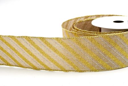 Gold_Stripe Slanting Glitter Wired Ribbon_KF8147G-13