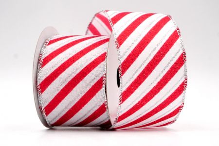 Red_Stripe Slanting Glitter Wired Ribbon_KF8147G-1