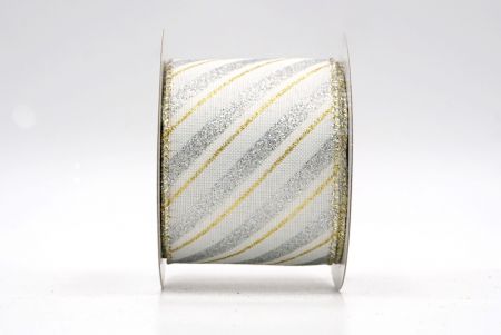 Silver_Stripe Slanting Glitter Wired Ribbon_KF8147GV-2