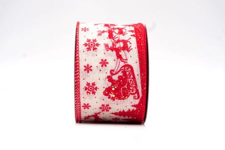 White/Red Santa's Sleigh and Reindeer Ribbon_KF8149GC-2-7