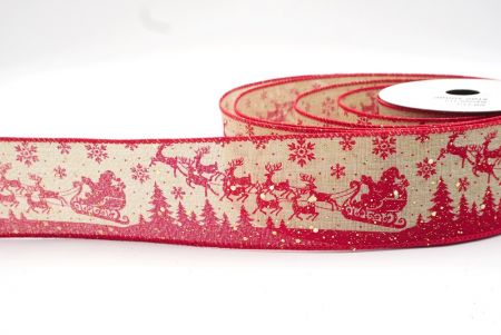 Light Brown/ Red Santa's Sleigh and Reindeer Ribbon_KF8150GC-13-7