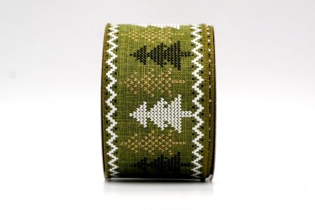 Зеленый крестик-вышивка ленточный дизайн сосны_KF8152GC-3-185