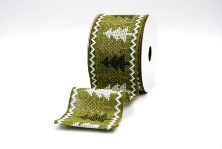 Зеленый крестик-вышивка ленточный дизайн сосны_KF8152GC-3-185