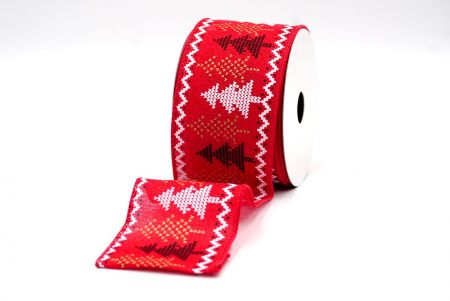 Красный крестик-вышивка ленточный дизайн сосны_KF8152GC-7-7
