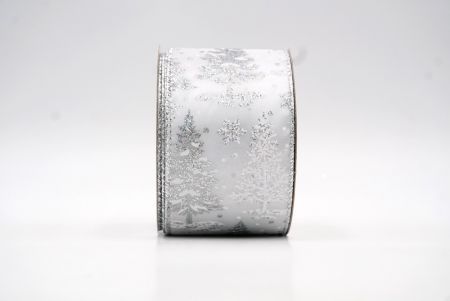 Белая и серебряная зимняя лента для рождественской елки_KF8153G-1