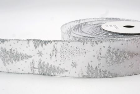 Біла та срібна зимова стрічка для різдвяної ялинки_KF8153G-1