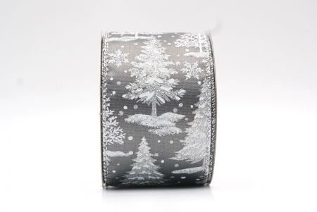 Сіра та срібна зимова стрічка для різдвяної ялинки_KF8154G-50