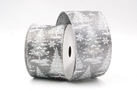 Сіра та срібна зимова стрічка для різдвяної ялинки_KF8154G-50