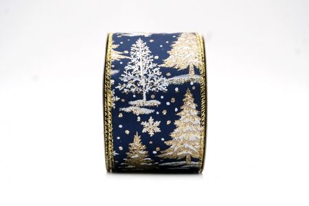 Fita de Árvore de Natal de Inverno Azul Royal e Dourada_KF8157G-4