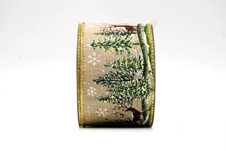 Ruban inspiré de Noël en bois brun clair/or_KF8168G-13