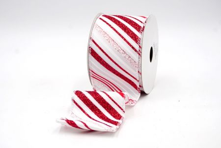 White/Red_Stripe Slanting Glitter Wired Ribbon_KF8172GC-1-1