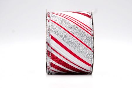 White/Red/Silver_Stripe Slanting Glitter Wired Ribbon_KF8173G-1