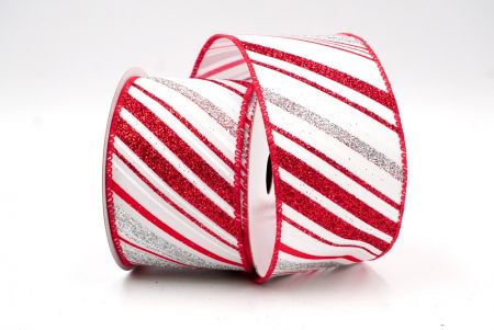 White/Red/Silver_Stripe Slanting Glitter Wired Ribbon_KF8174GC-1-7