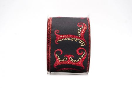 Fita de arame preta/vermelha com estampa de Natal Noel_KF8176GR-53