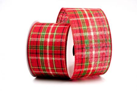 Red/Green_Fall and Christmas Plaid Wired Ribbon_KF8178GC-7-7