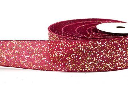 Burgundy Glittery Festive Wired Ribbon_KF8182GC-8-8