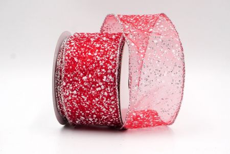 Red/Silver/Sheer Glittery Festive Wired Ribbon_KF8184G-7