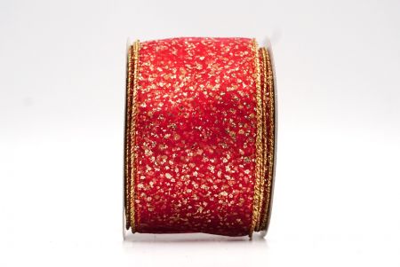 Nastro con filo festivo glitterato rosso/oro/trasparente_KF8185-7