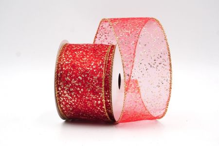 Red/Gold/Sheer Glittery Festive Wired Ribbon_KF8185-7