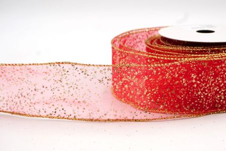Red/Gold/Sheer Glittery Festive Wired Ribbon_KF8185-7